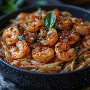 Nouilles sautées aux scampis